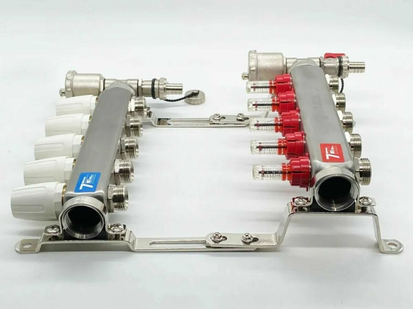 Коллекторная группа Vieir 5 выходов с расходомерами нержавейка